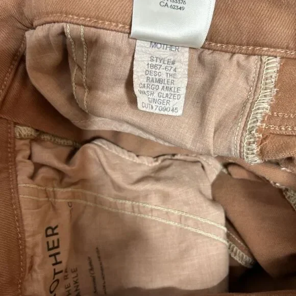 Mother Cargo Jeans Straight Leg High Rise The Rambler Ginger Size 26